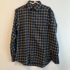 ユニクロ　ネルシャツ 2枚　ネイビーとイエローのチェック