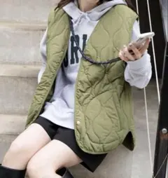 WEGO キルティングベスト カーキ　フリーサイズ