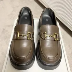 【ほぼ未使用】ブラウン 厚底ローファー