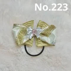 リボン ヘアアクセ ヘアゴム 推し活 ゴールド