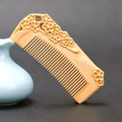 つげ櫛 本つげ 木製 彫刻 花 静電気防止 美髪 椿油 ヘアケア 櫛 艶髪のサムネイル