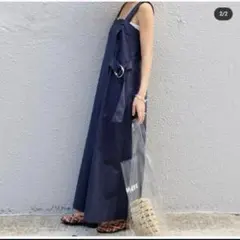 【美品】マチャット machatt ラップワイドオールインワン サロペット 紺のサムネイル