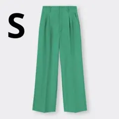 美品！GU カラースラックス　Sサイズ　グリーン　343629 カラーパンツ