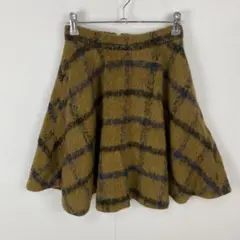 美品 SNIDEL スナイデル チェックフレアスカート ウール モヘヤ混 ひざ丈