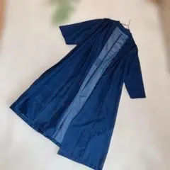 ロングシアーカーディガン　ネイビー　Ｆ　ノーカラー