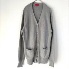 〈プレイボーイ〉長袖カーディガン　グレー　ポケットあり　丈長め　L