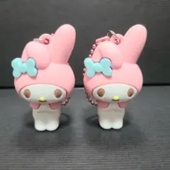 【マイメロディ】PVCマスコット立体ラバーキーチェーン　キーホルダー　2体セット