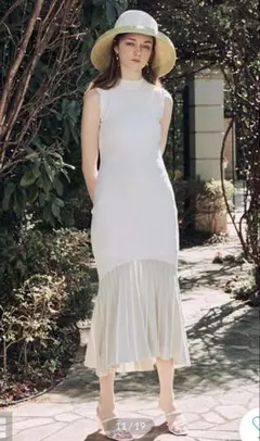 コントラストカラーニットワンピース