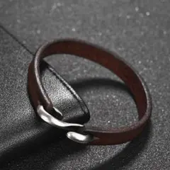 ブレスレット レザー バングル レトロ アクセサリー 革 S ブラウン I037のサムネイル