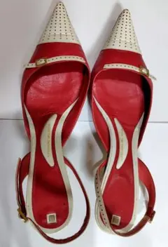 アレキサンドロデラクア赤白ポインテッドトゥハイヒール37