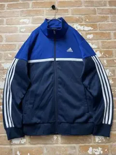 adidas アディダス　トラックジャケット　ジャージ　刺繍　ネイビー　青