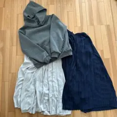 春にも❤️グレーパーカーとスカート合わせて３点セット