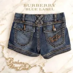 【✨極美品/希少✨】バーバリーブルーレーベル 刺繍 デニムショートパンツ 25