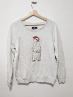 AMERICAN EAGLE　スウェットトレーナー クマ 刺繍 装飾 M