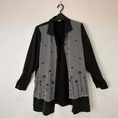 イ・ル・ザ (I・RU・ZA) ストライプ切替ロングシャツ/チュニック 刺繍13