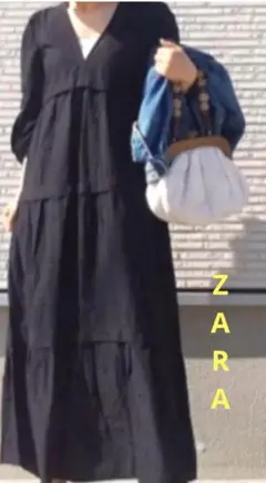 未使用♪ZARA ザラ ブラック ティアードワンピース M タグ付き
