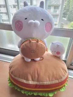 うさまるハンバーガー型クッションとうさまるぬいぐるみセット - メルカリ
