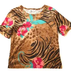 ​【美品】レオナールスポーツ 半袖 カットソー Tシャツ 花柄 アニマル 40のサムネイル