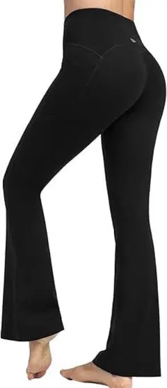 イベット フレアパンツ ヨガパンツ ポケット付き ブラック XL