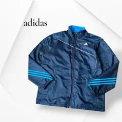 アディダス ネイビー ブルー ウィンドブレーカー アウター 大きめ 2XO 4L