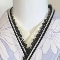 重ね襟パール　伊達襟レース　半衿フリル成人式振袖　卒業式袴　浴衣着物　七五三