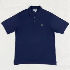 美品✨ラコステ 半袖 ポロシャツ 刺繍ロゴ ネイビー 紺 L相当