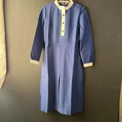 昭和レトロ　青　長袖ワンピース　新品　ヴィンテージ