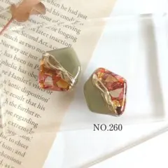 ピアス イヤリング ハンドメイド お花 レジン 大ぶり グリーン NO.260