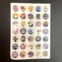 ズートピア　キャラクター円形ステッカー 35枚セット　1シートのみ