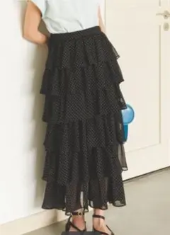 U by SPICK&SPAN ドットプリントティアードスカート 38
