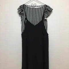 ギンガムチェック フリル ノースリーブ