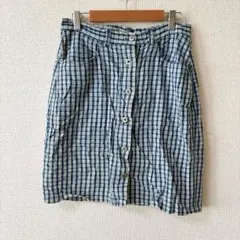 ミニスカート 台形スカート 青 白 チェック柄 レディース おしゃれ