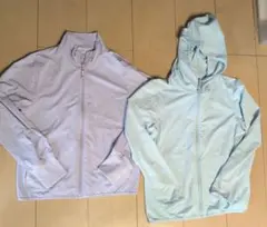 UNIQLO エアリズム　フルジップフーディ 130 水色　パープル　2枚セット