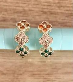 フラワー銅製フープピアス