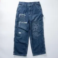 ビームス　ペインターパンツ　ダメージ加工 クラッシュ　グランジ　Y2K　ワイド