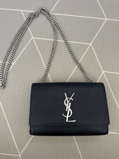 YSL ブラックレザー ショルダーバッグ