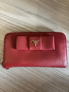 箱付き✨PRADA プラダ リボン サフィアーノ パスケース 長財布 極美品✨️プラダ サフィアーノ 長財布 リボン ピンク パスケース付き