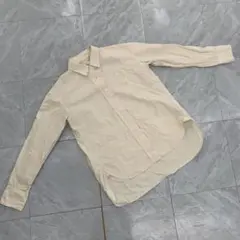 ユニクロ コットン シャツ ベージュ 長袖 オーバーサイズ Sサイズ シンプル