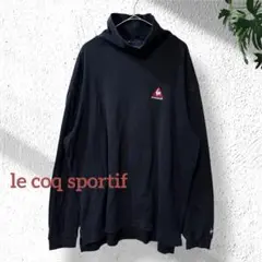 【人気サイズLL】ルコックスポルティフ 刺繍ロゴ　タートルネック　綿100% 黒のサムネイル