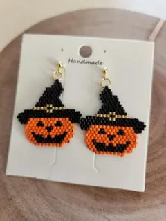 No.333　ハロウィンカボチャデリカビーズピアス②