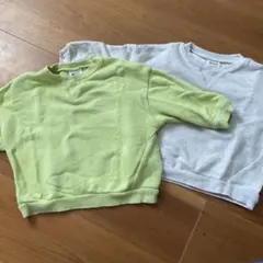 【BREEZE】トレーナー90サイズ　2着セット(ライムグリーン&アイボリー)
