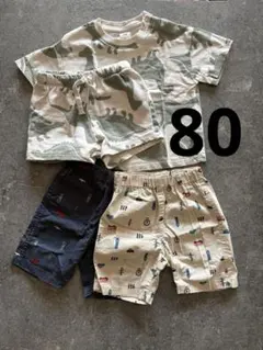 美品⭐️H&M 半袖 セットアップ／未使用品⭐️ショートパンツ２枚セット／80㎝