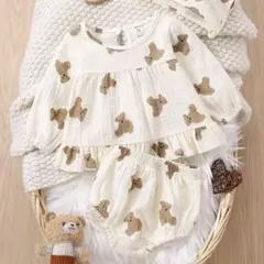 SHEIN クマ柄 ベビーパジャマセット 3-6M