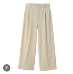 GU コーデュロイ ワイドパンツ ホワイト 低身長