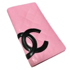 人気！可愛いピンク色のCHANEL カンボンライン 折り財布　美品