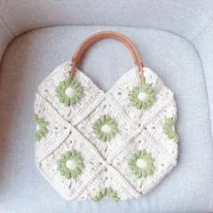 ハンドメイド 編み物 お花モチーフ バッグ