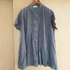 【送料込】グレー 半袖 レースチュニック　フリーサイズ　インド綿