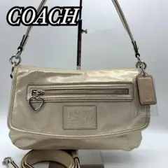 COACH Poppy 2way Flap Shoulder Bag beige