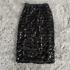 【エイチアンドエム H&M】スパンコール 膝丈 スカート 黒 サイズ34