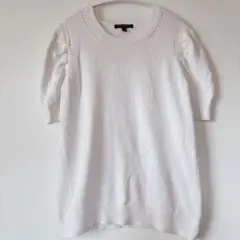 【美品】バナナリパブリック パフスリーブ ニット コットン100% ホワイト S